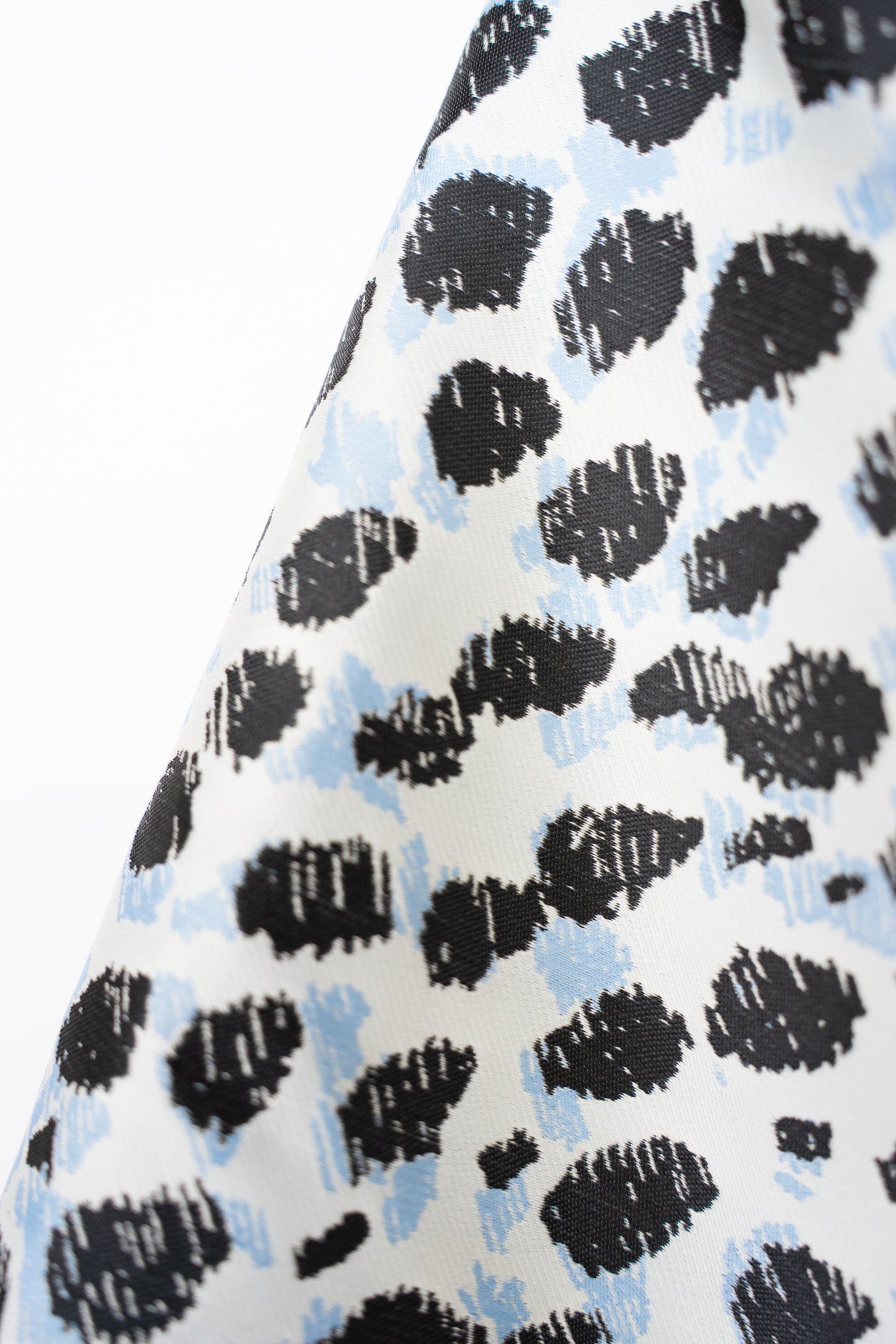 Ganni Light Blue w Black Print Half Sleeve Half Zip Knee-Length Dress