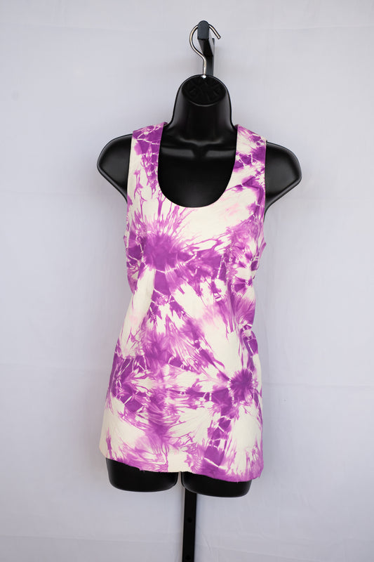 Alexander Wang Leather White & Purple Tie-Dye Sleeveless Top NWT