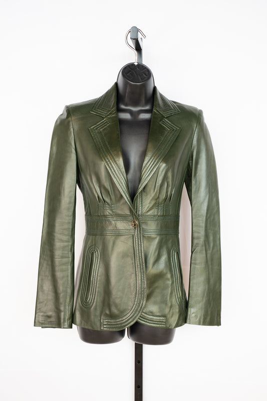 Gucci Green Leather Blazer