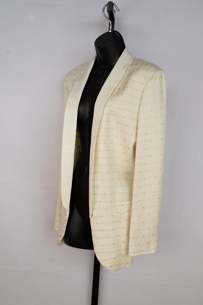 Zadig & Voltaire Pearl White Open Face Blazer w Gold Sparkle Dot Detail