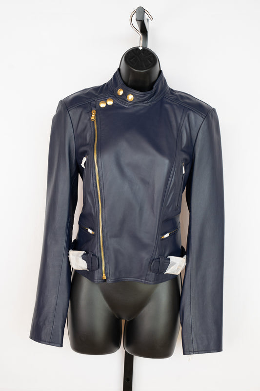Polo Ralph Lauren Navy Lamb Leather Jacket NWT