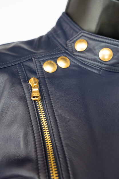 Polo Ralph Lauren Navy Lamb Leather Jacket NWT