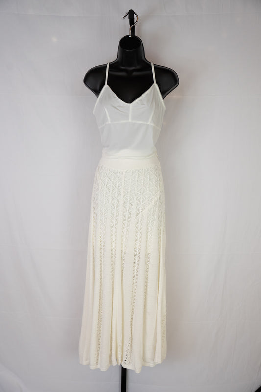 Zimmermann White Crochet & Knit Flare Midi Skirt (Part of Set)