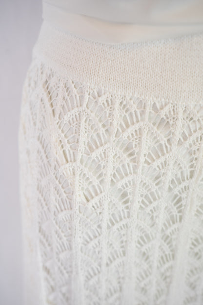 Zimmermann White Crochet & Knit Flare Midi Skirt (Part of Set)