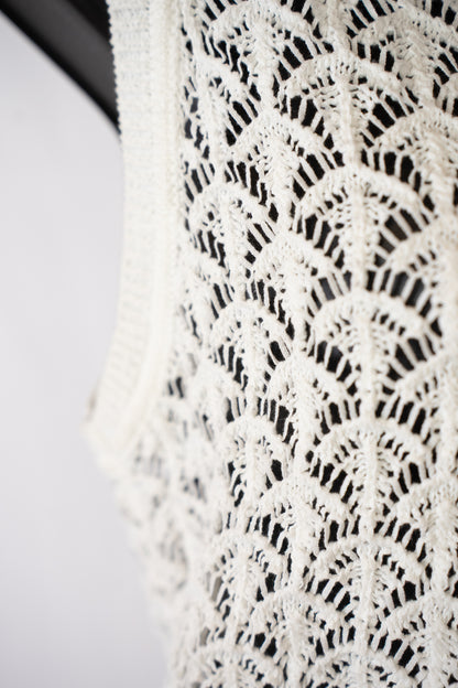 Zimmermann White Crochet Sleeveless Crop Tank Top (Part of Set)
