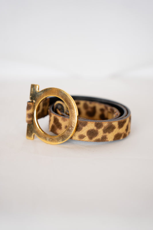 Ferragamo Ponyhair Cheetah Print Belt