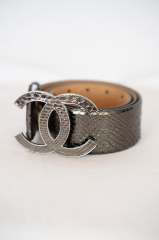 Chanel Metallic Snakeskin CC Belt