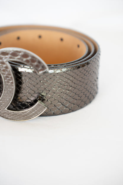 Chanel Metallic Snakeskin CC Belt