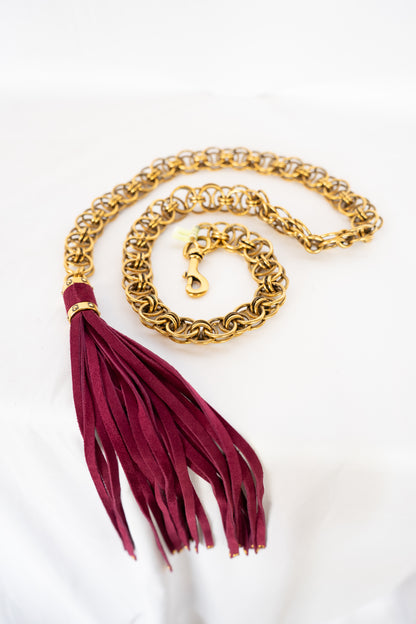 Gucci Gold Chain Belt w/ Maroon Tassel Detail