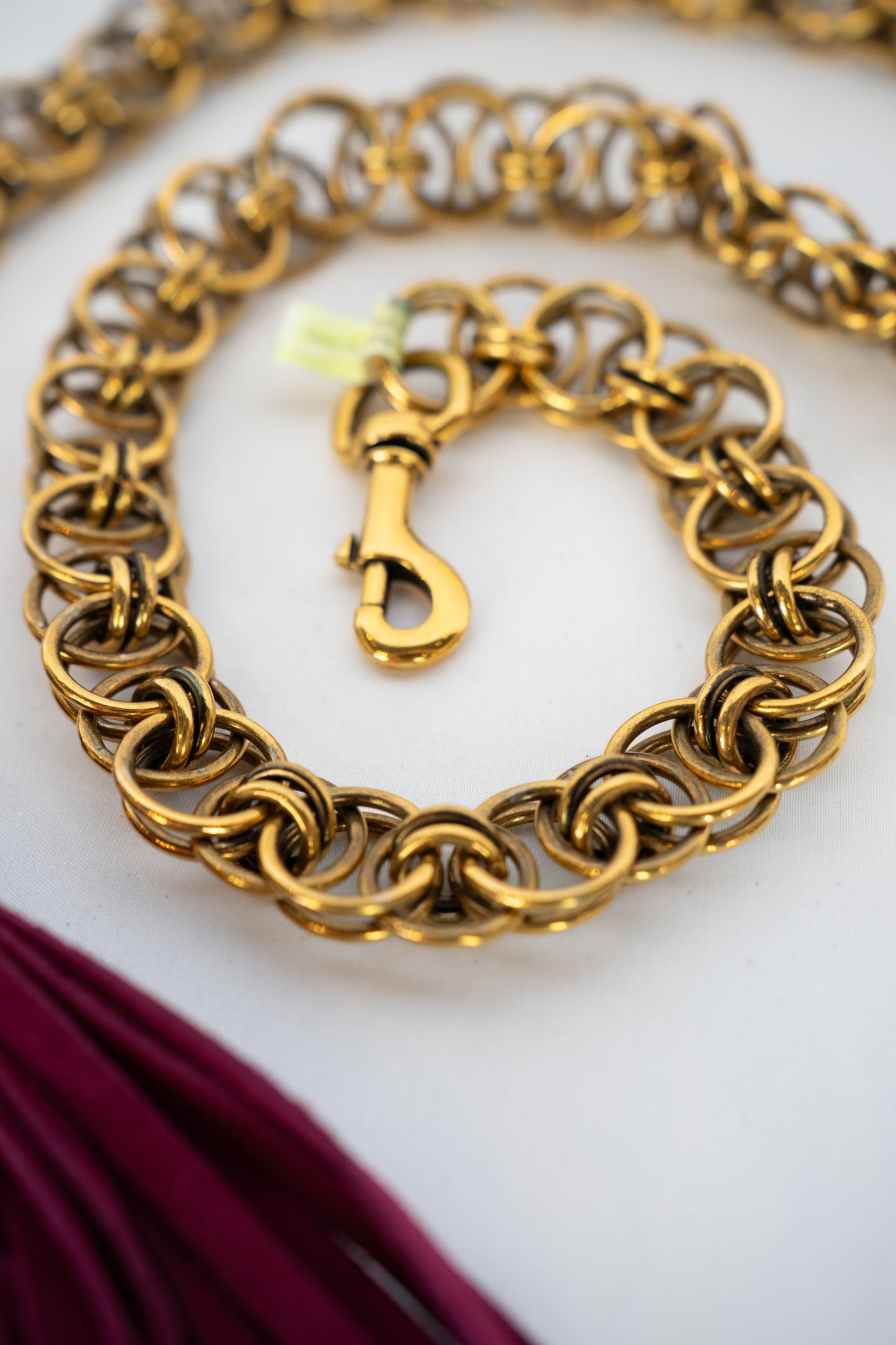 Gucci Gold Chain Belt w/ Maroon Tassel Detail