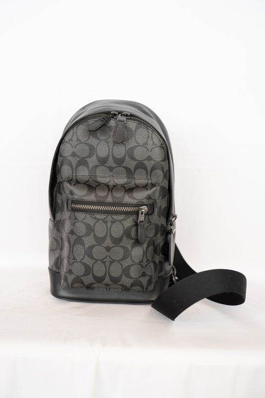 Coach Black Monogram Oval Backpack w Single Strap