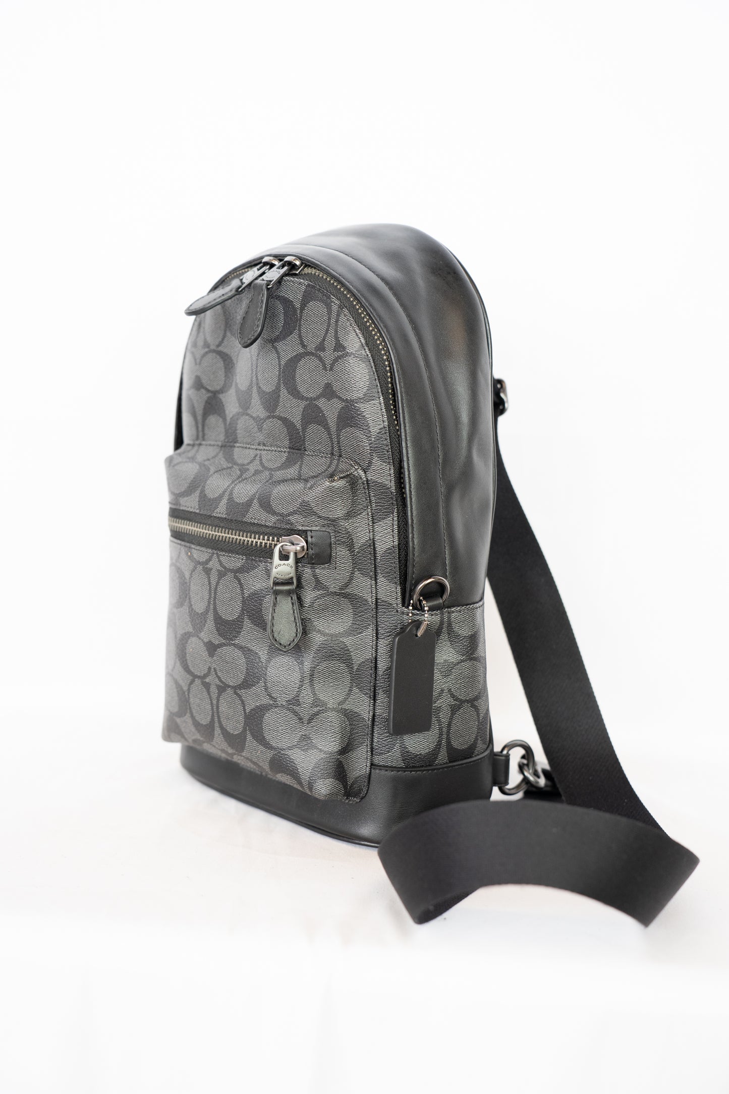 Coach Black Monogram Oval Backpack w Single Strap