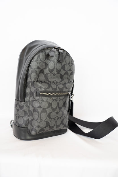 Coach Black Monogram Oval Backpack w Single Strap