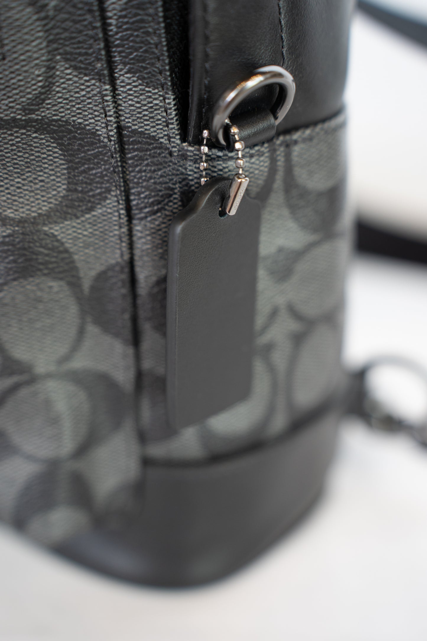 Coach Black Monogram Oval Backpack w Single Strap