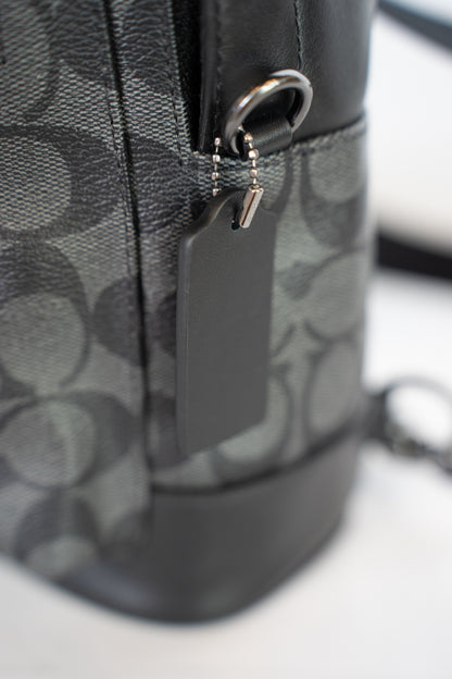 Coach Black Monogram Oval Backpack w Single Strap