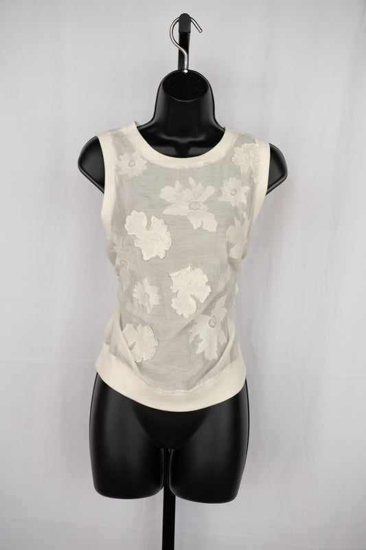 Chelsea28 Cream White Floral Embroidery Tank Top
