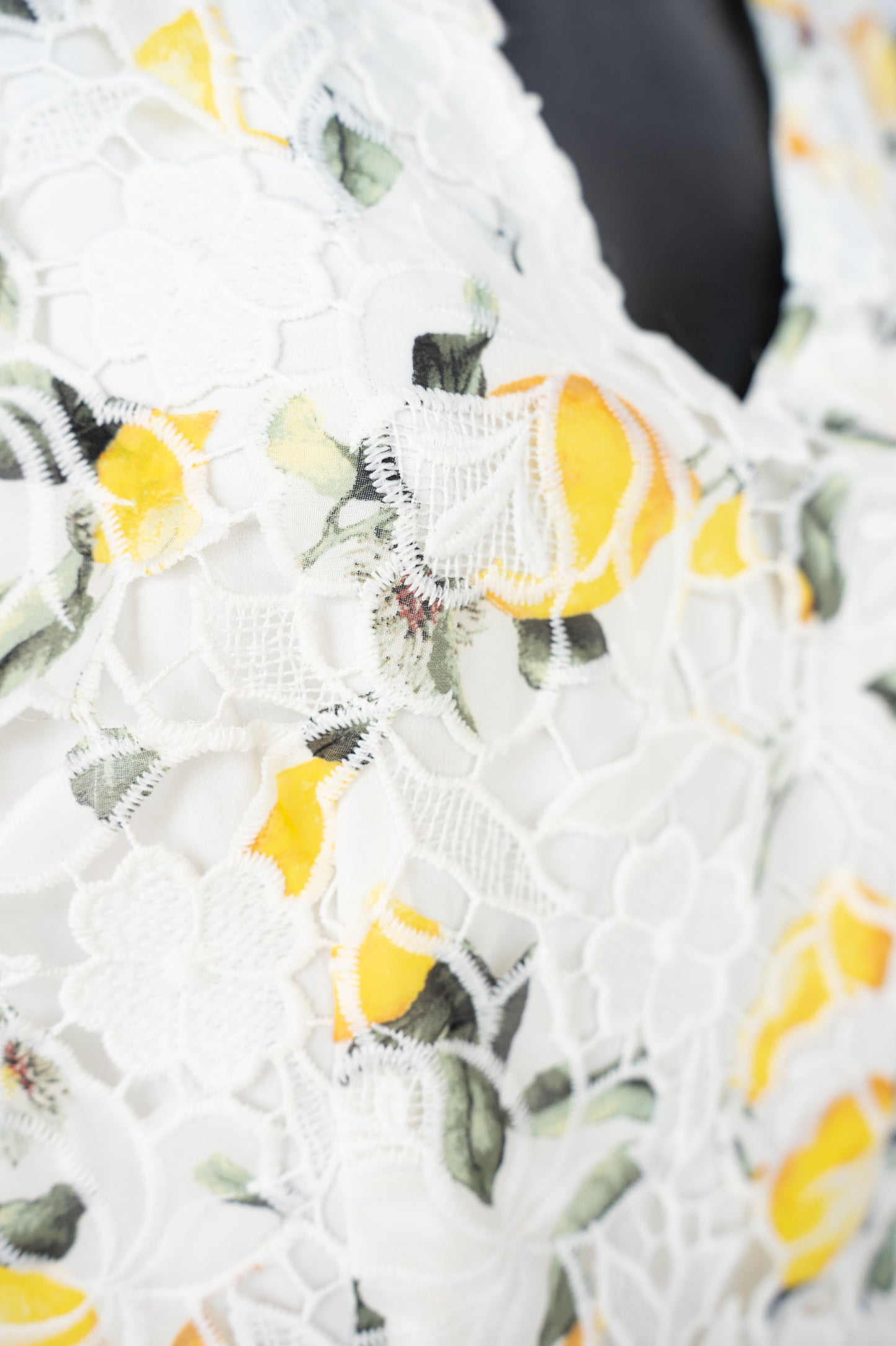 White House Black Market White Crochet Yellow Floral Sleeveless Ruffle Tank