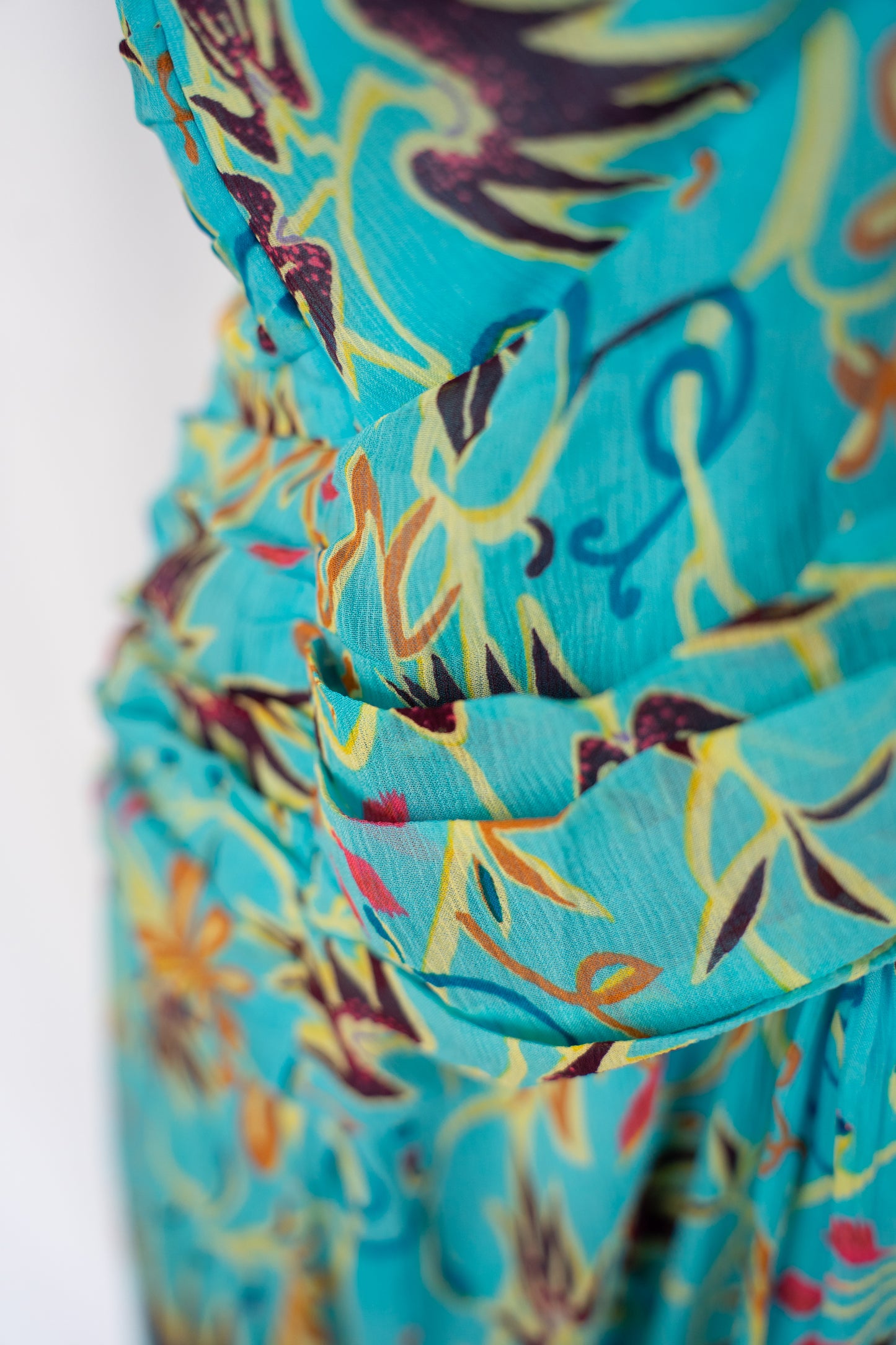 ALC Multi Blue Floral Halter-Neck Smocked Waist Midi Dress NWT