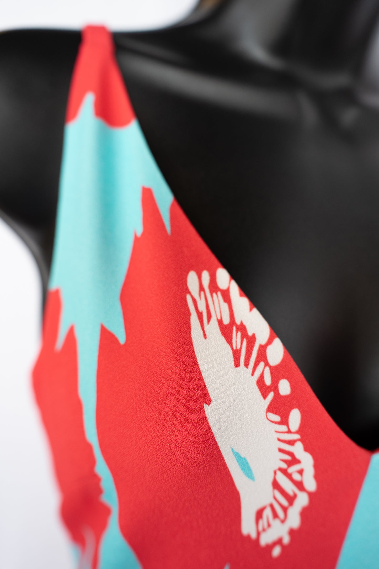 Milly Red & Blue Floral Print Asymmetrical Midi V-Neck Sleeveless Dress NWT