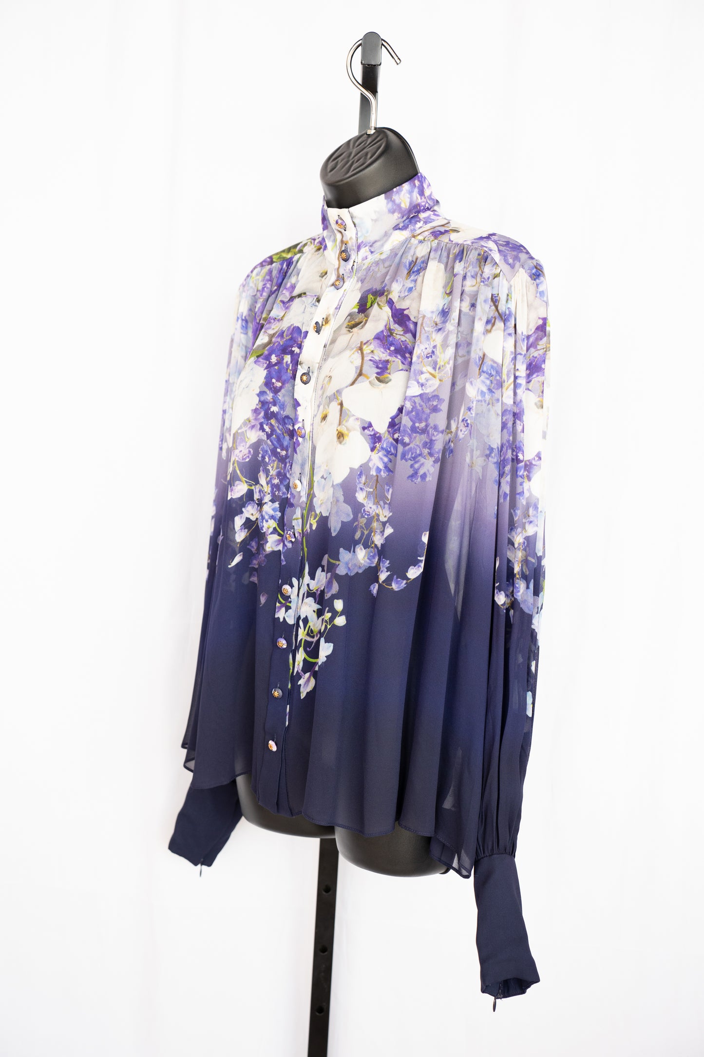 Zimmermann Purple Floral Long Sleeve Button Up Blouse NWT
