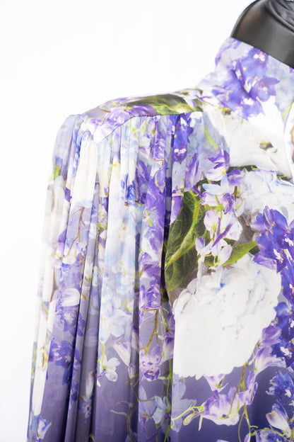 Zimmermann Purple Floral Long Sleeve Button Up Blouse NWT