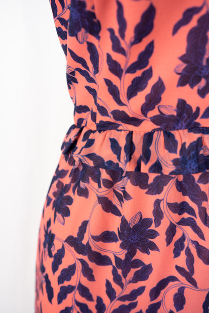 House of Harlow Light Pink & Blue Floral Sleeveless Maxi Ruffle Dress
