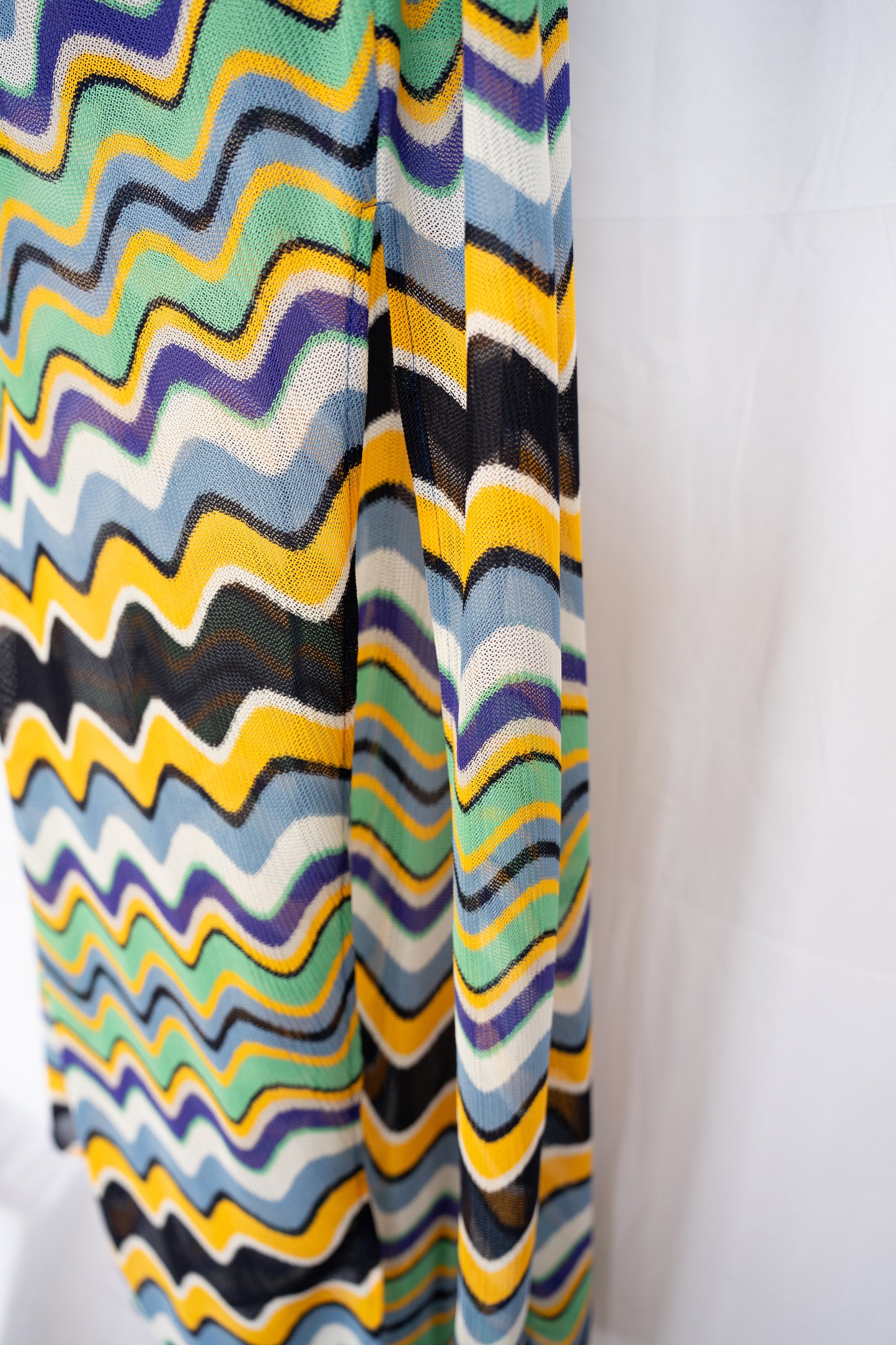 Ramy Brook Blue Green Yellow Wave Print Halter-Neck Maxi Dress NWT