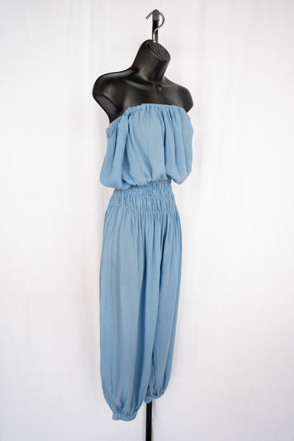 INDAH Sky Blue Strapless Smocked Jumpsuit NWT