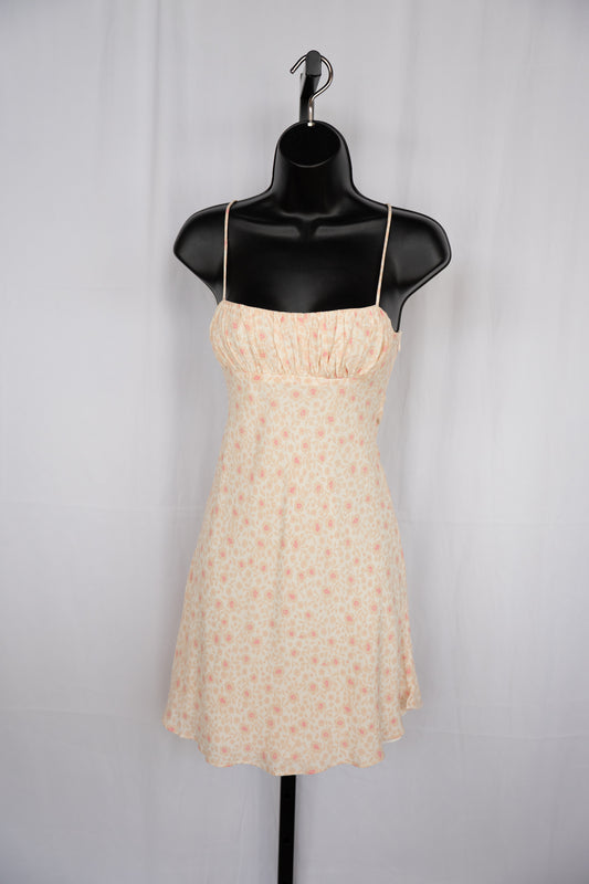Olivaceous Luxe Beige Pink Floral Sleeveless Mini Dress NWT