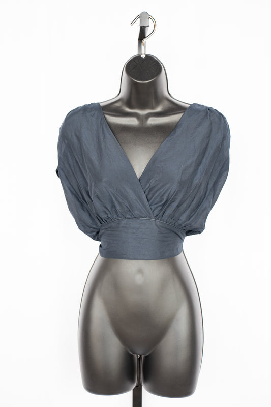 Xirena Navy Lightweight Cap Sleeve V_Neck Loose fit Crop Top NWT