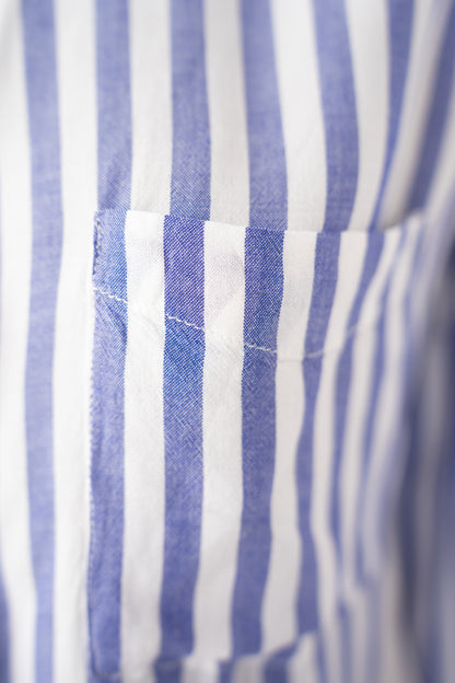 Rails Blue & white Striped Long Sleeve Knot Tie Button Up Blouse