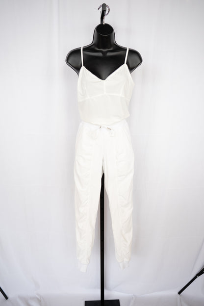 Lululemon White Ruched Relaxed Fit Joggers