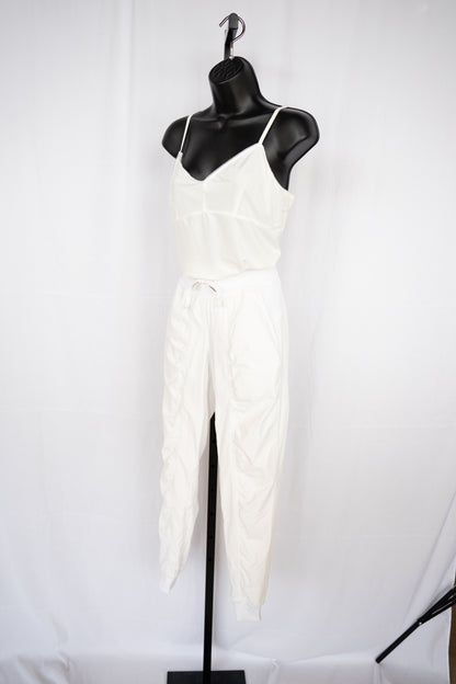 Lululemon White Ruched Relaxed Fit Joggers