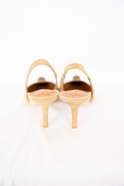 Kurt Geiger Brown Woven Pointed Toe Slingback Heels