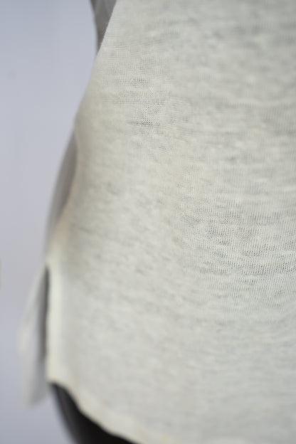 Sandro Linen Chiffon Long Sleeve Pleated Asymmetrical Hem Top
