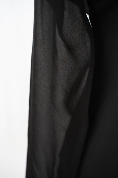 Elizabeth and James Silk Black Half Button Long Sleeve Blouse