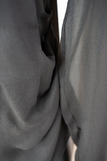 Elizabeth and James Silk Black Half Button Long Sleeve Blouse