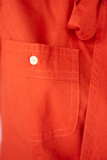 Marc By Marc Jacobs Orange Short Ruffle Sleeve Button Up Tie-Neck Top