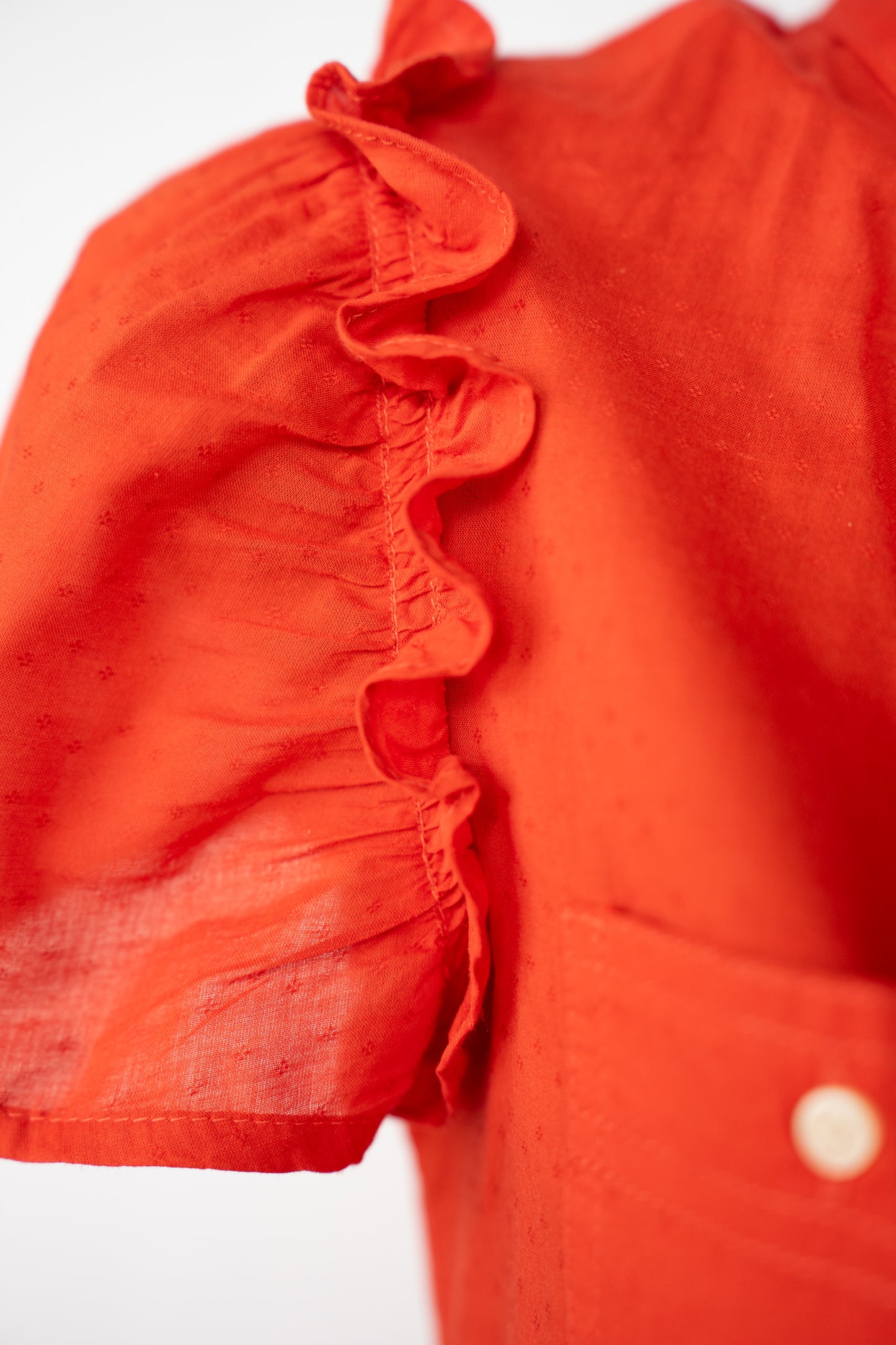 Marc By Marc Jacobs Orange Short Ruffle Sleeve Button Up Tie-Neck Top