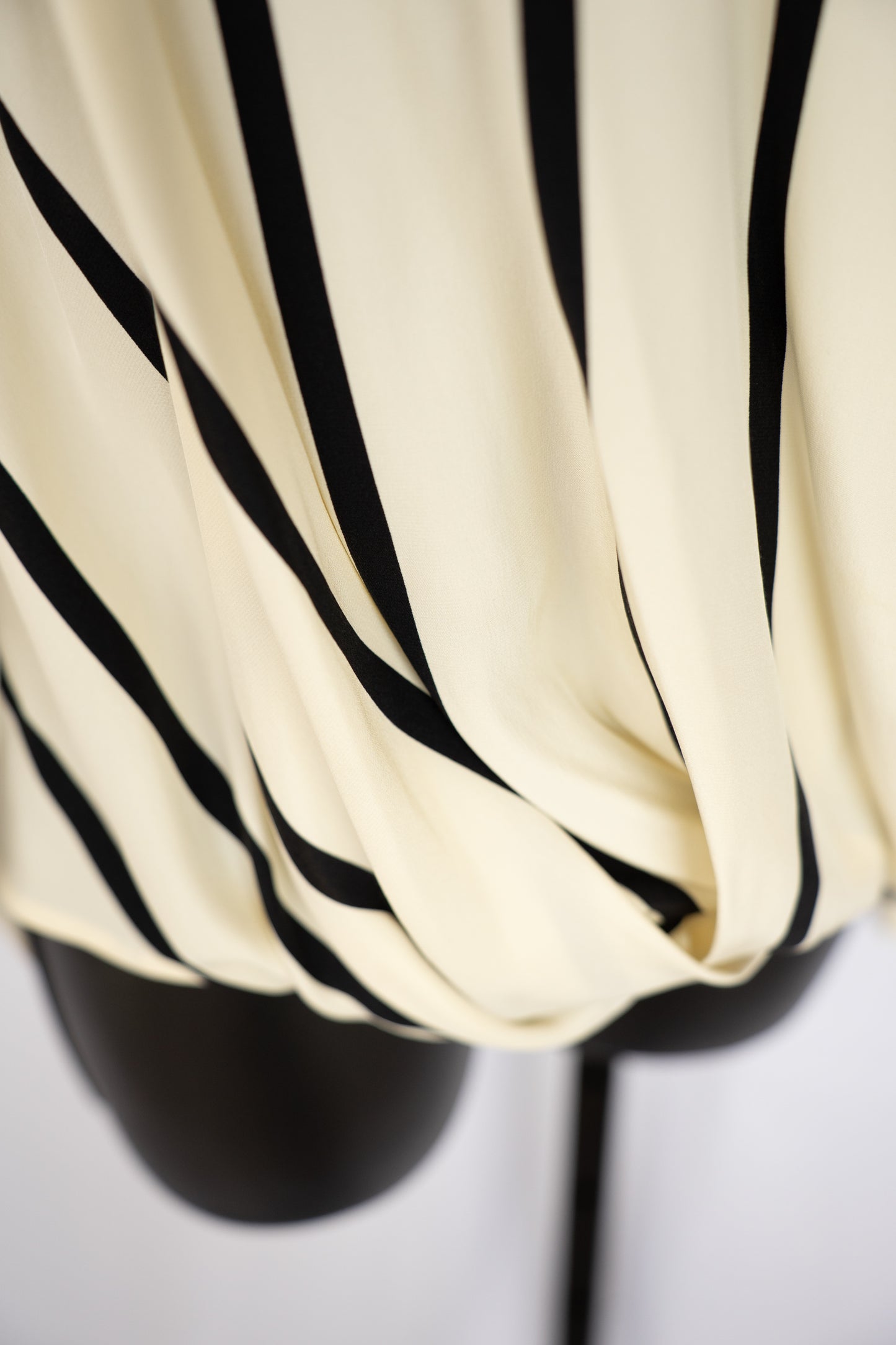 Rag & Bone Silk Pearl & Black Stripe Long Sleeve Wrap Front w Low Hem