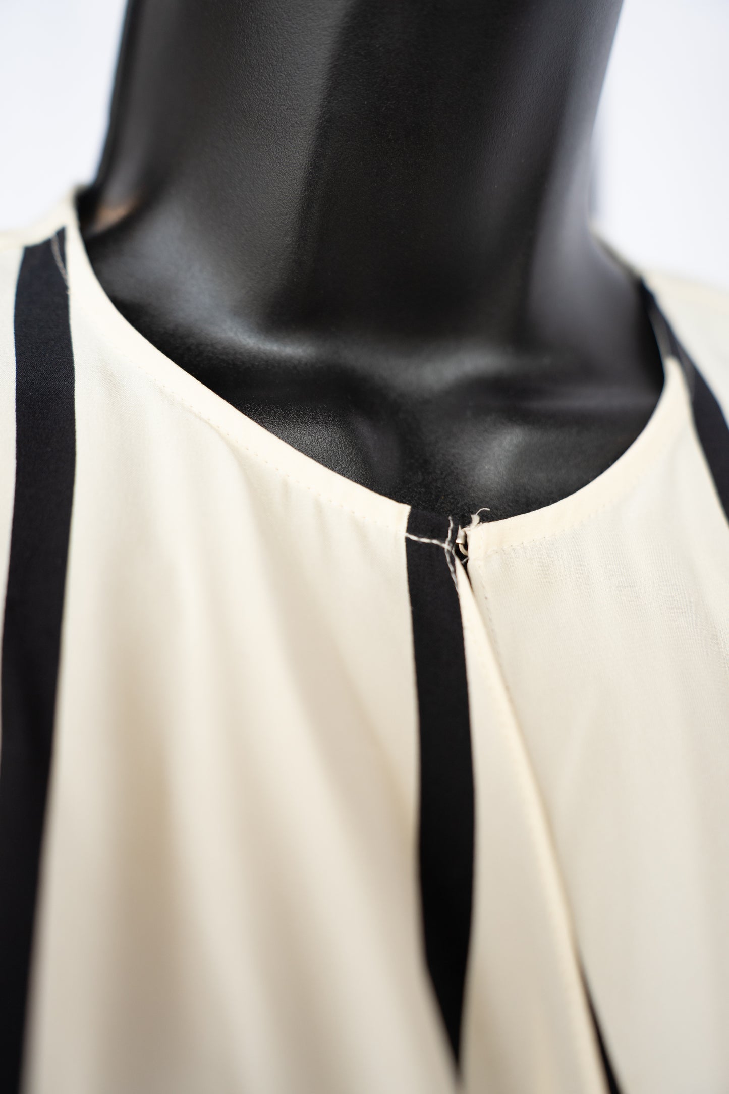 Rag & Bone Silk Pearl & Black Stripe Long Sleeve Wrap Front w Low Hem