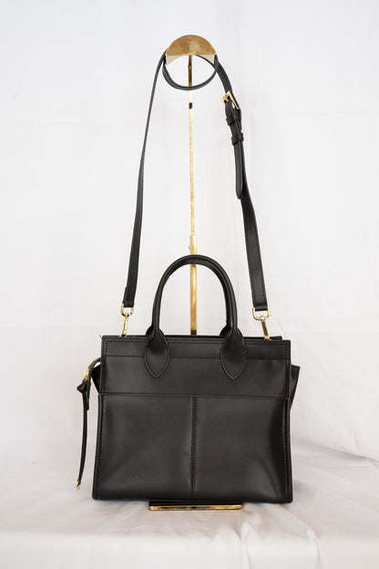 Ted Baker Black Leather Double Front Zip Top/Handle Crossbody Tote