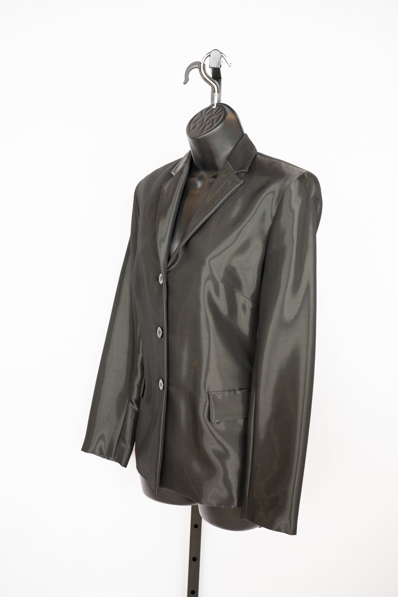 Oscar de la Renta Black Liquid/Metallic Shiny 3-Button Blazer
