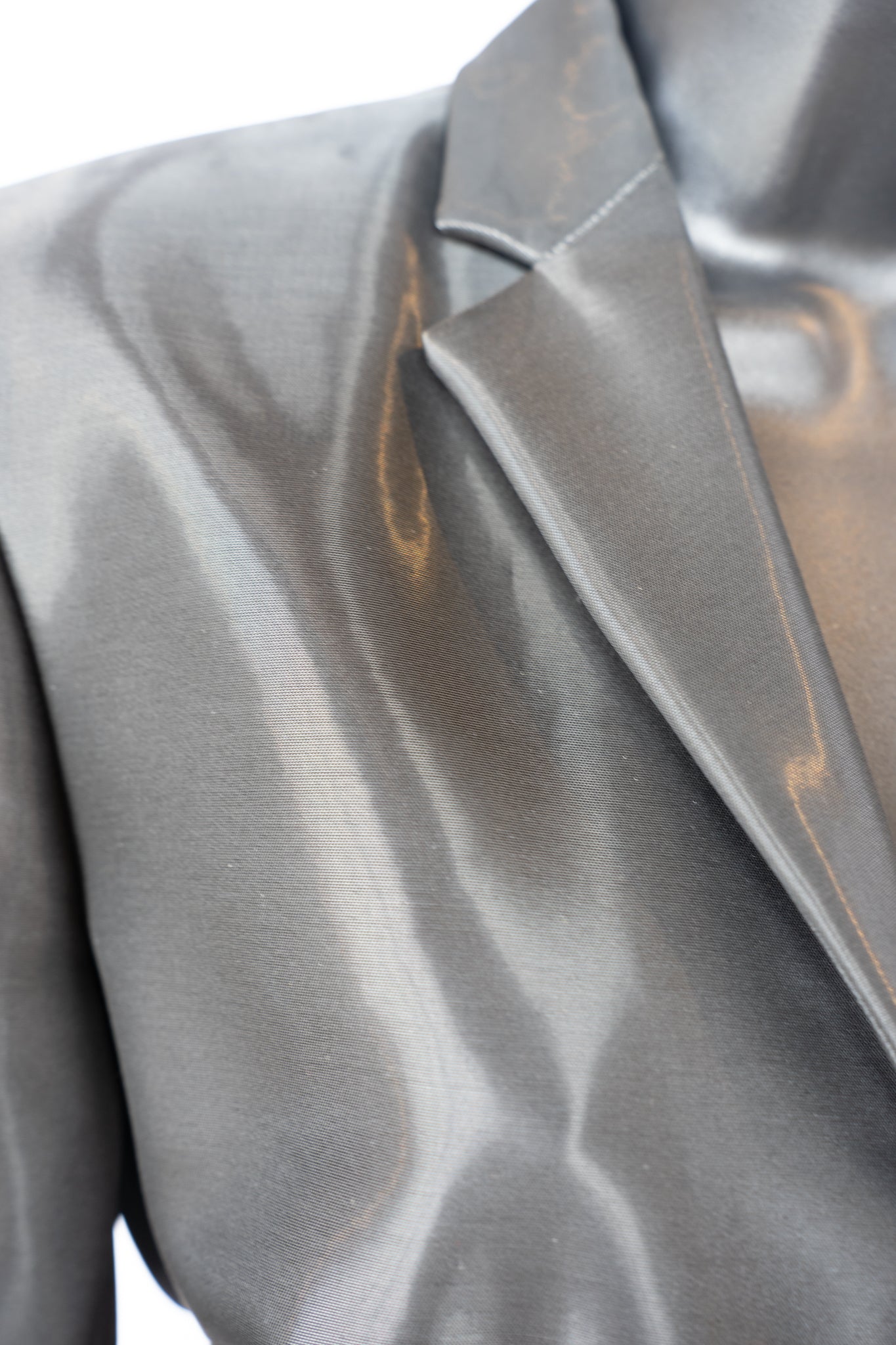 Oscar de la Renta Black Liquid/Metallic Shiny 3-Button Blazer