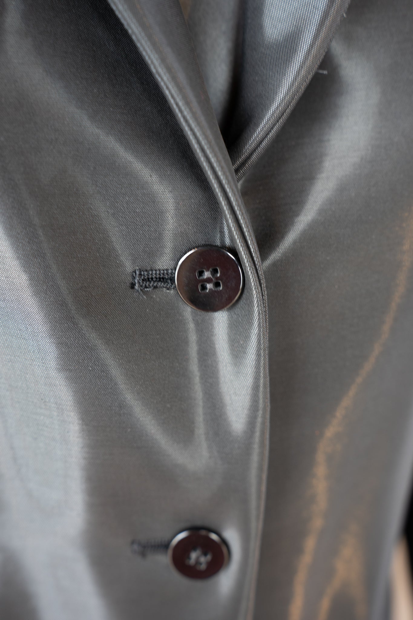 Oscar de la Renta Black Liquid/Metallic Shiny 3-Button Blazer