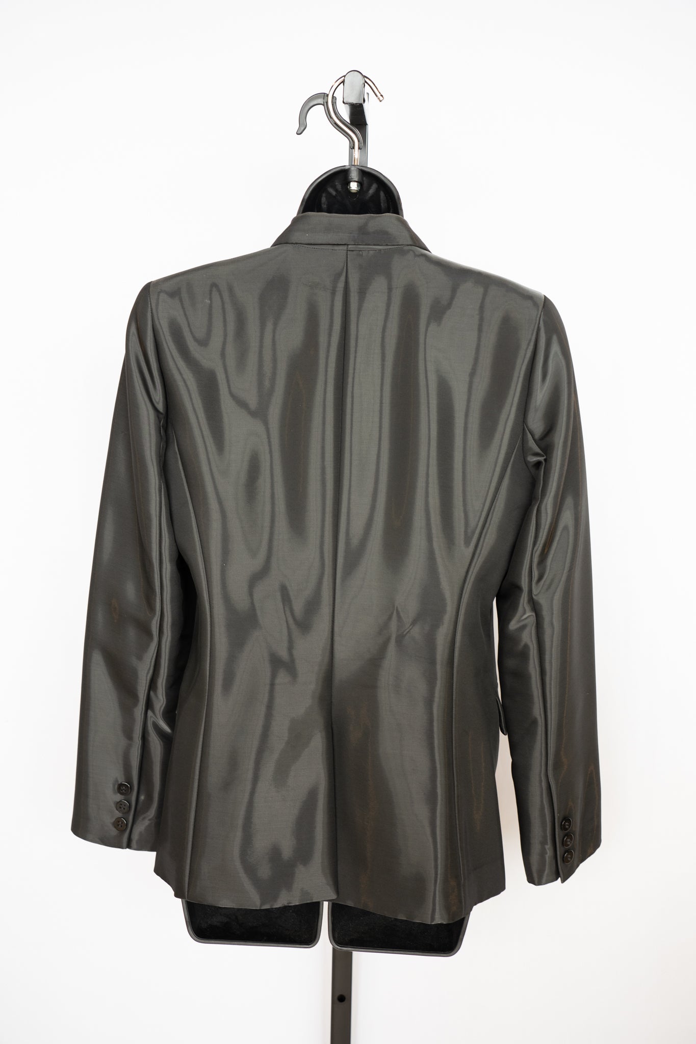 Oscar de la Renta Black Liquid/Metallic Shiny 3-Button Blazer