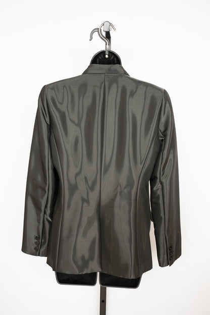 Oscar de la Renta Black Liquid/Metallic Shiny 3-Button Blazer