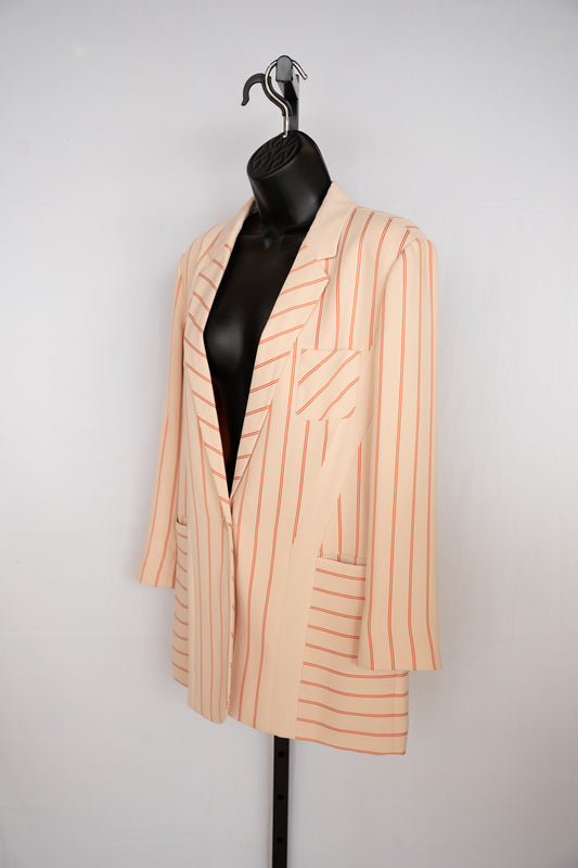 Emporio Armani Beige w Red Stripe Single Breasted & Button Blazer