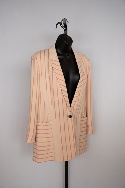 Emporio Armani Beige w Red Stripe Single Breasted & Button Blazer