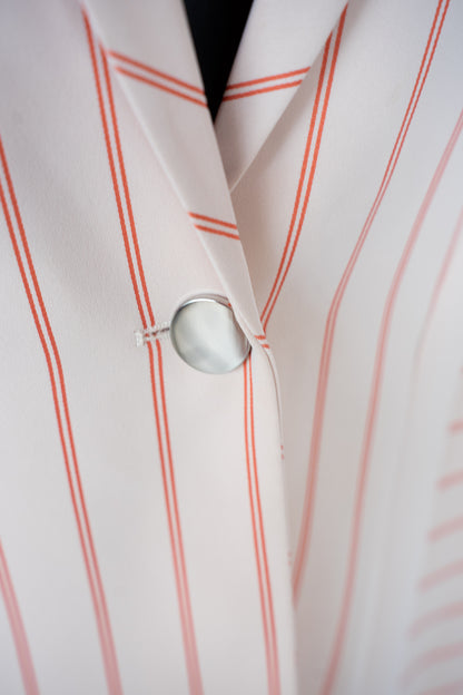 Emporio Armani Beige w Red Stripe Single Breasted & Button Blazer